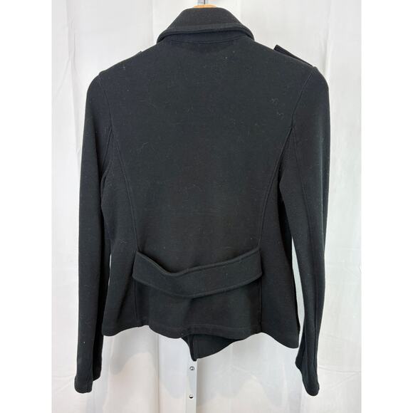 JAMES PERSE 2 MS tandard Double Breasted Knit Peacoat Jacket Ribbed Sleeve Black - Picture 2 of 8